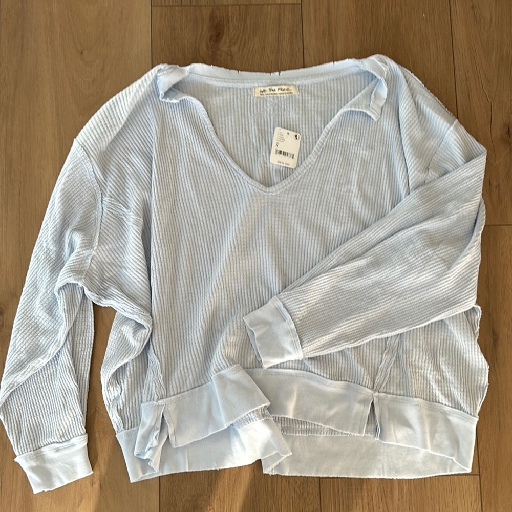 We the Free - Free People Blue V-Neck Sweater NWT
